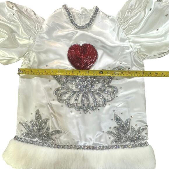 VTG Handmade Cupid Fairy Embellished Rhinestone Fur Top w/Wings Costume Girls XL - Picture 14 of 16